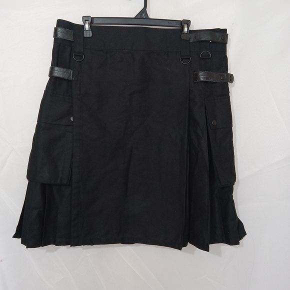 Other - Men Black Leather Straps Fashion Sport Utility Kilt Deluxe Kilt Adjustable Sizes